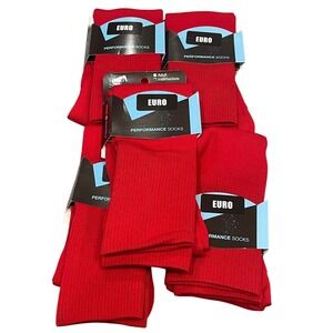 Pear Sox Euro Performance Red Athletic Socks Adult Intermediate 5 Pairs USA Made